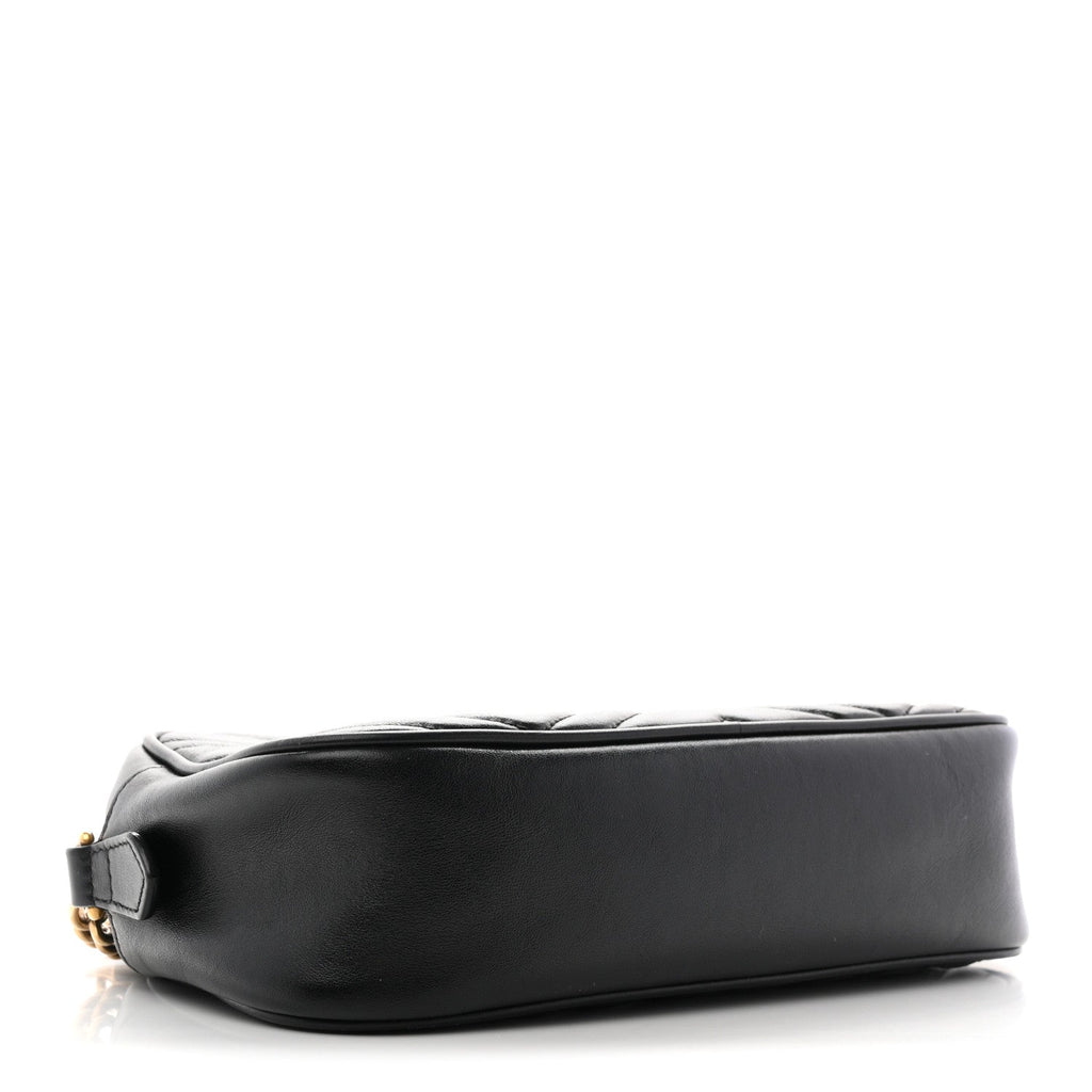 Calfskin Matelasse Small GG Marmont Chain Shoulder Bag Black