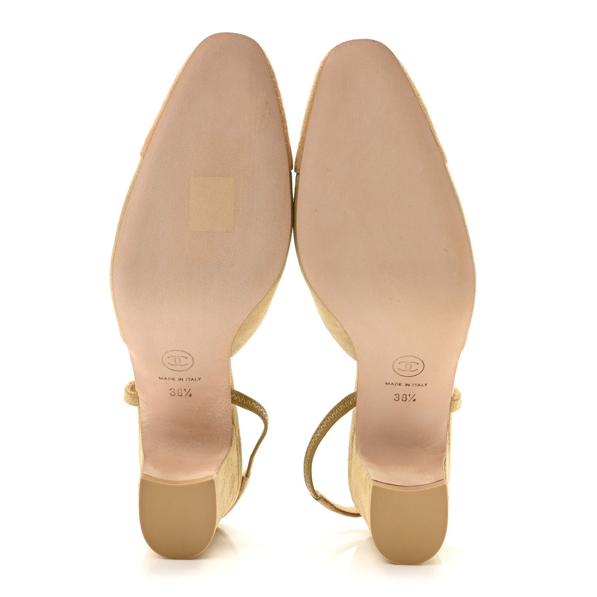 Suede Cap Toe CC Slingback Pumps 38.5 Light Beige
