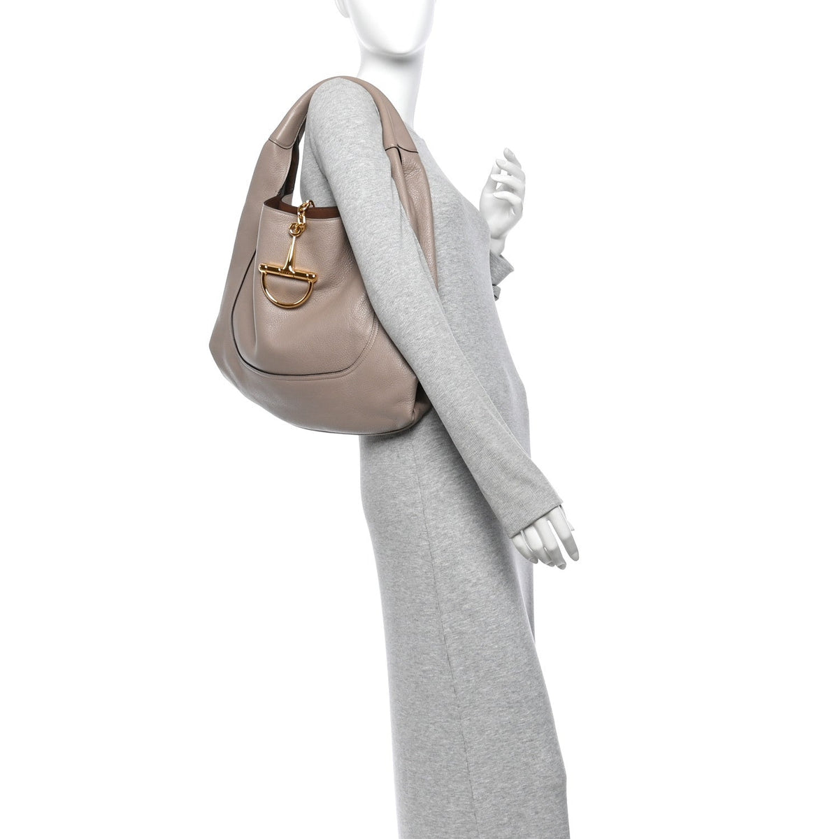 Grained Calfskin Softbit Maxi Shoulder Bag Taupe
