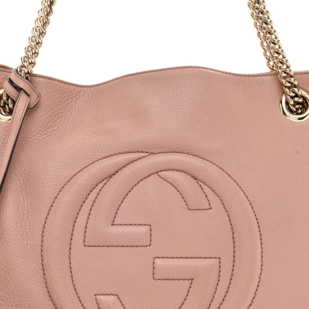 Pebbled Calfskin Medium Soho Chain Shoulder Bag Antique Rose