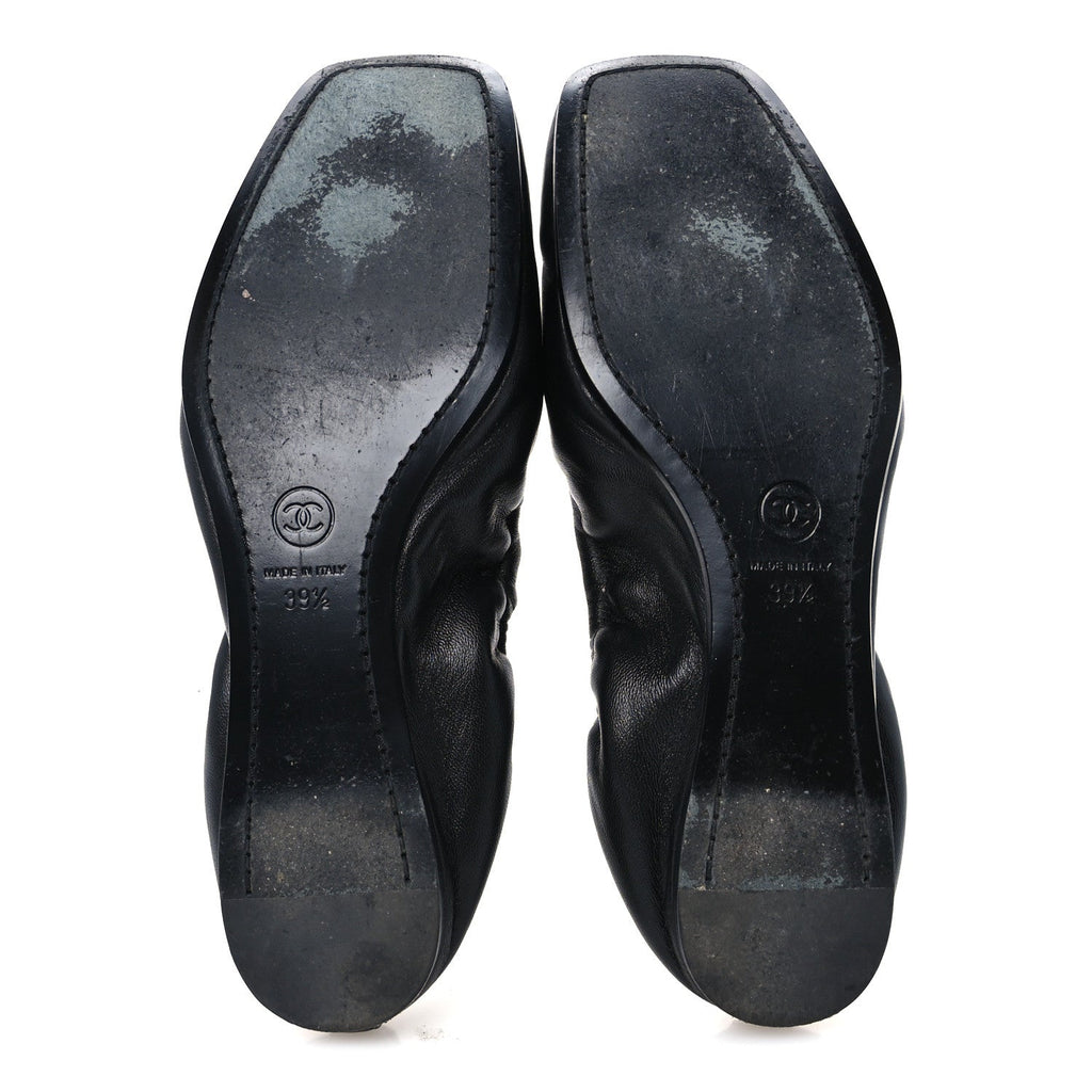 Lambskin CC Turnlock Ballerina Flats 39.5 Black