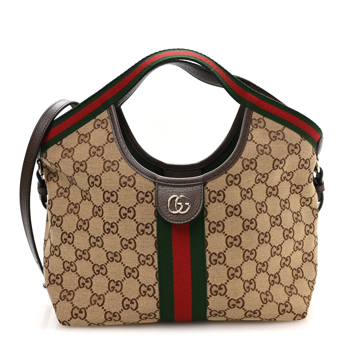 Monogram Web Small Giglio Tote Beige Dark Brown
