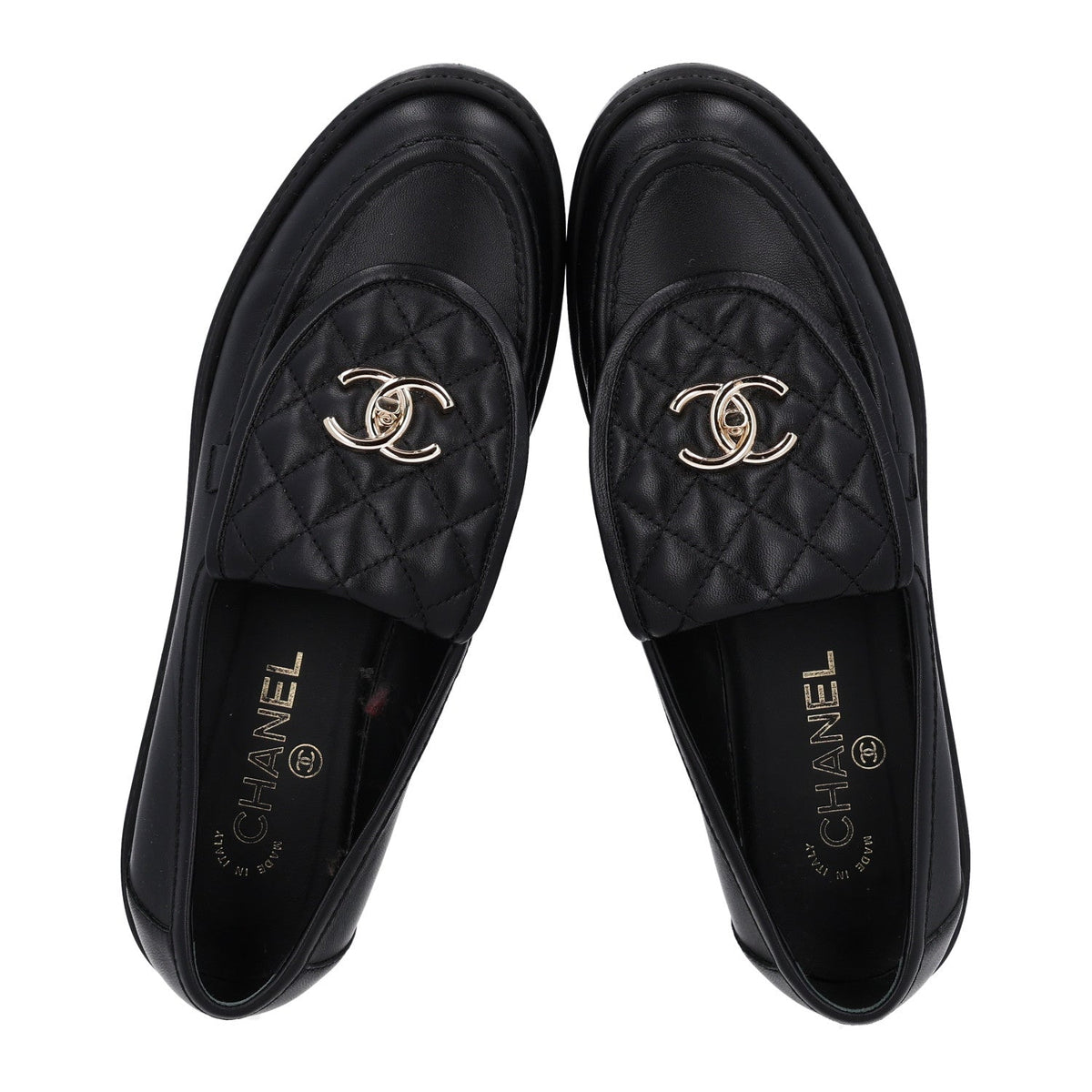 Lambskin Quilted CC Turnlock Loafers 39.5 Black