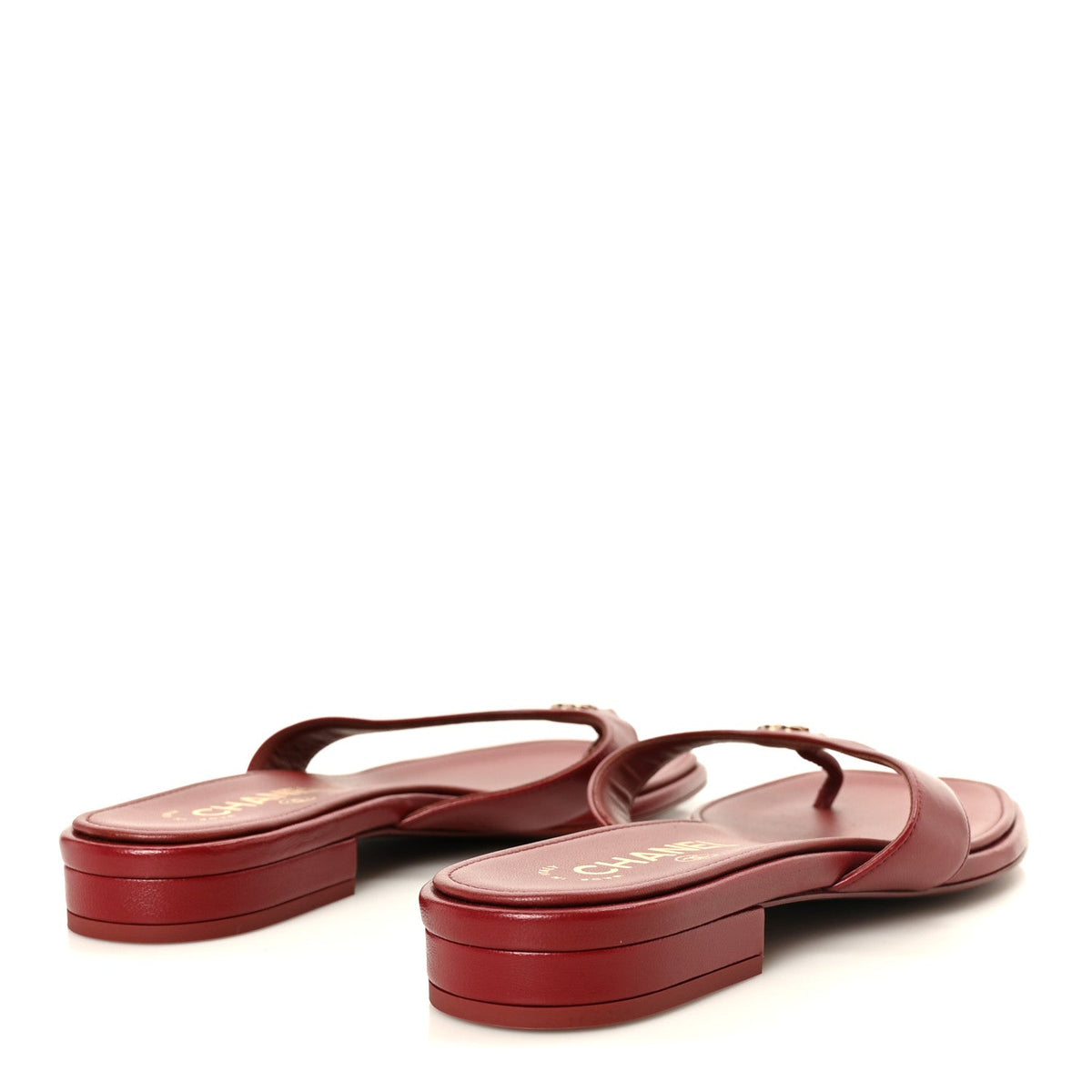 Lambskin CC Thong Sandals 38 Burgundy