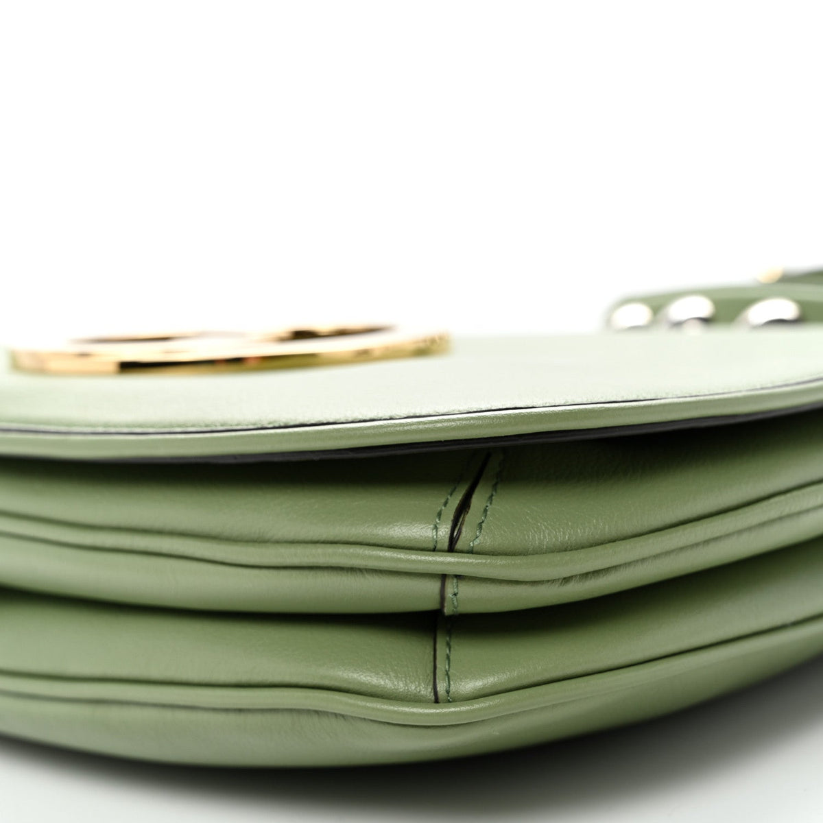 Roxy Calfskin Web Medium Blondie Top Handle Shoulder Flap Bag Salamander Green