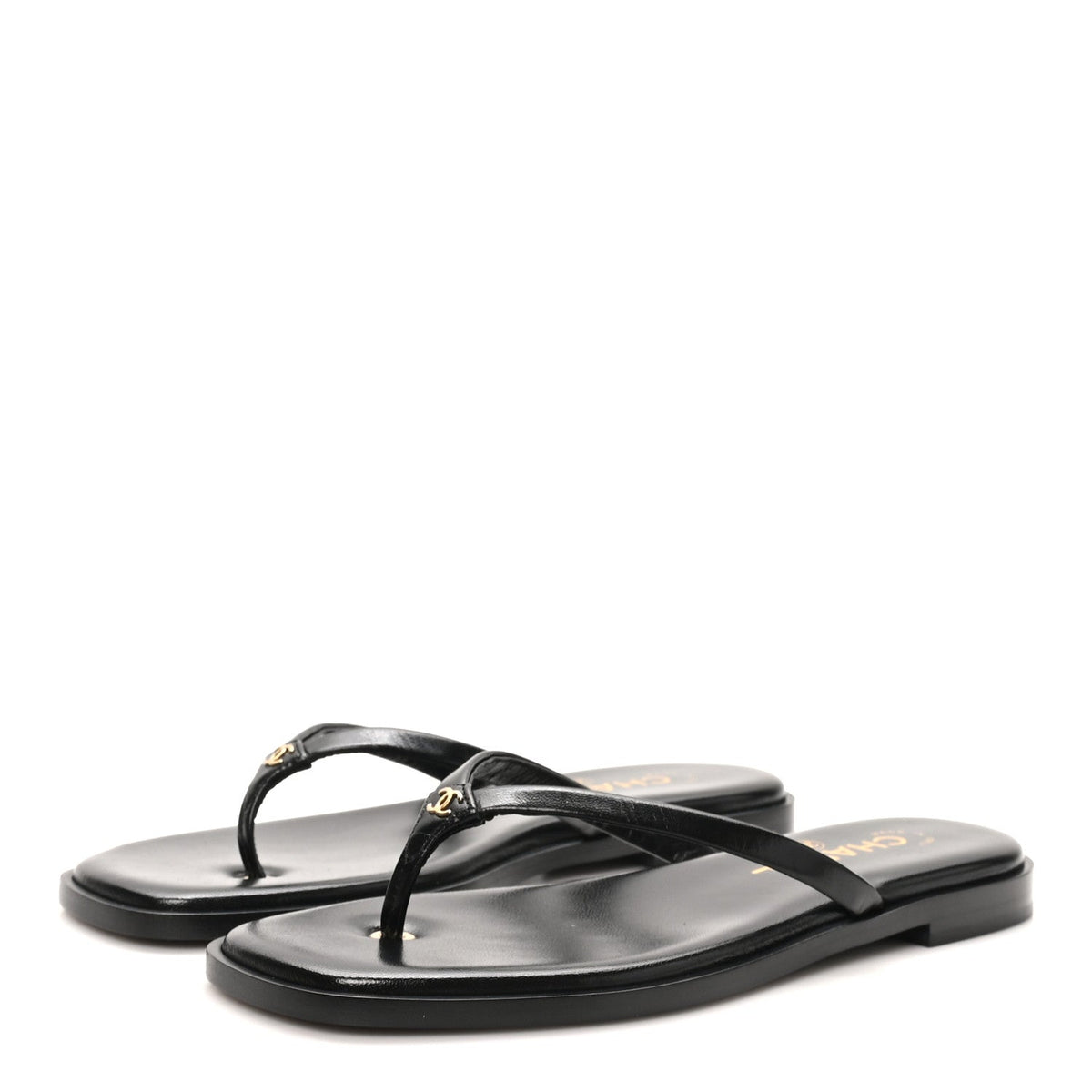 Goatskin CC Times Square Thong Sandals 37 Black