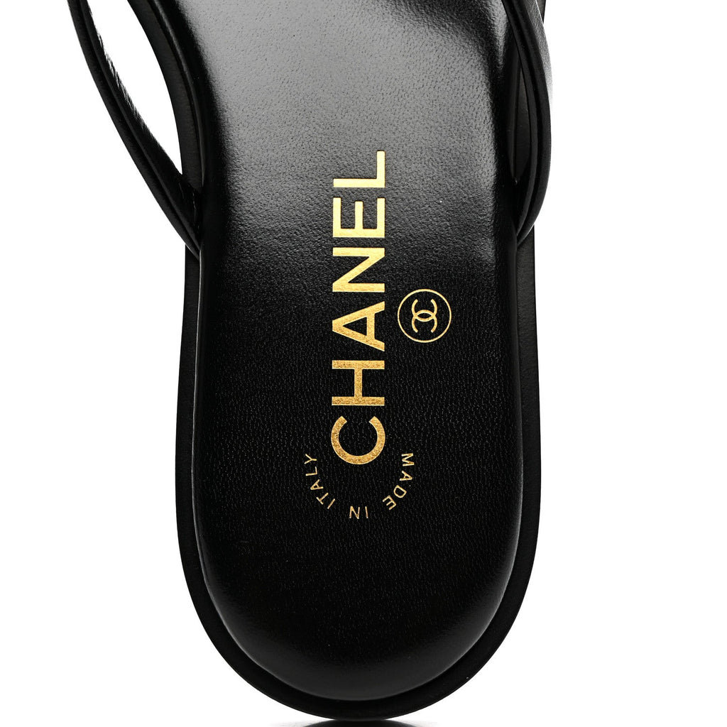 Goatskin CC Times Square Thong Sandals 37.5 Black