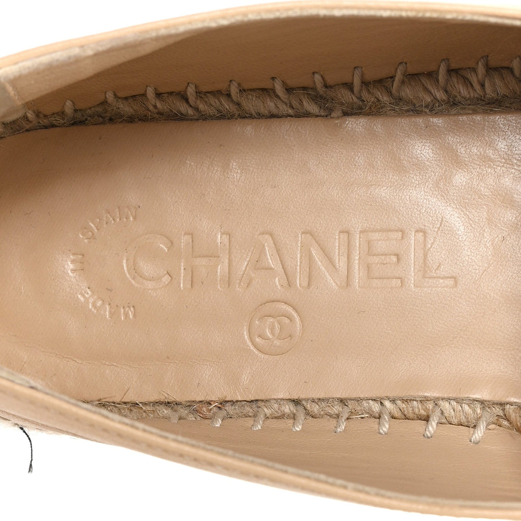 Lambskin CC Espadrilles 36 Beige Black