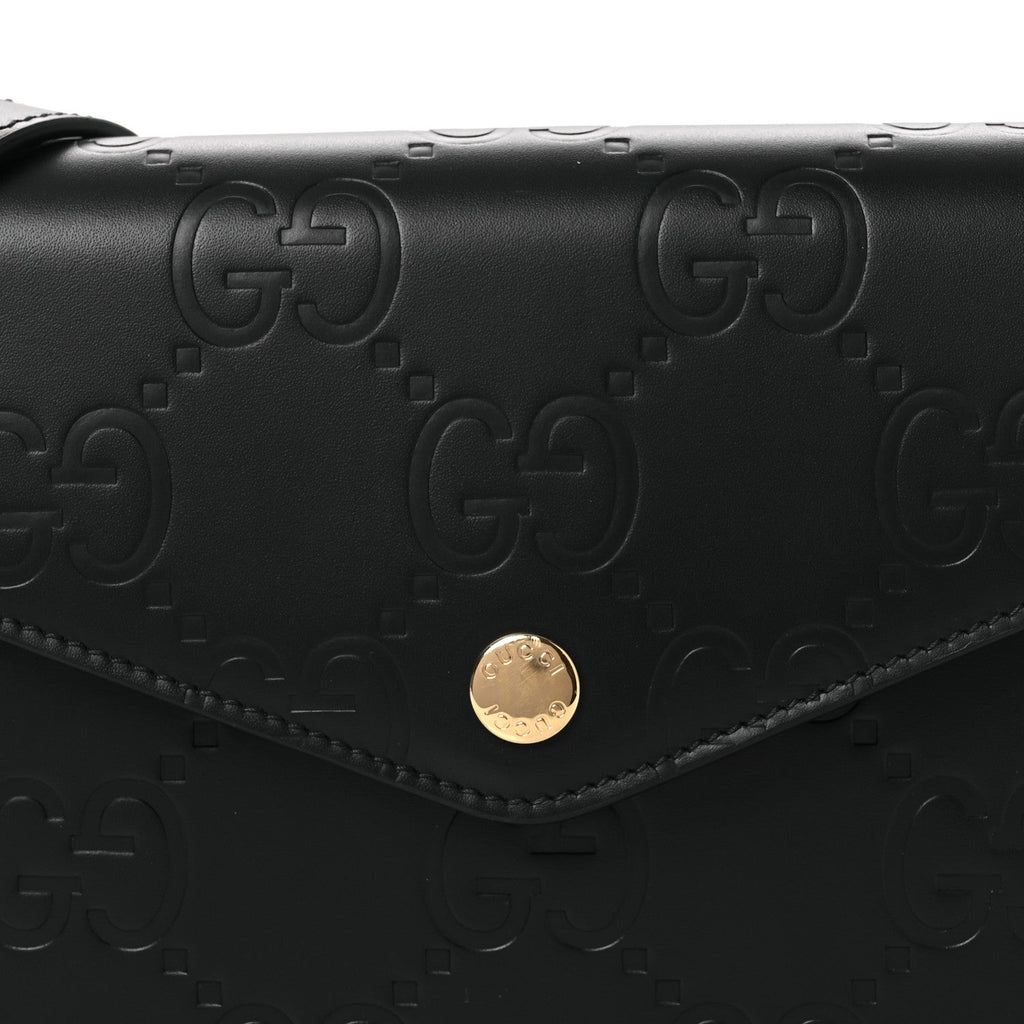 Gilbert Calfskin GG Super Mini Shoulder Bag Black