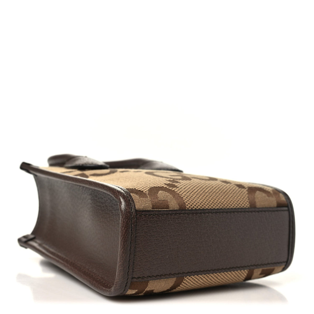 Monogram Jumbo GG Textured Dollar Calfskin Web Mini Vertical Tote Camel Ebony New Acero