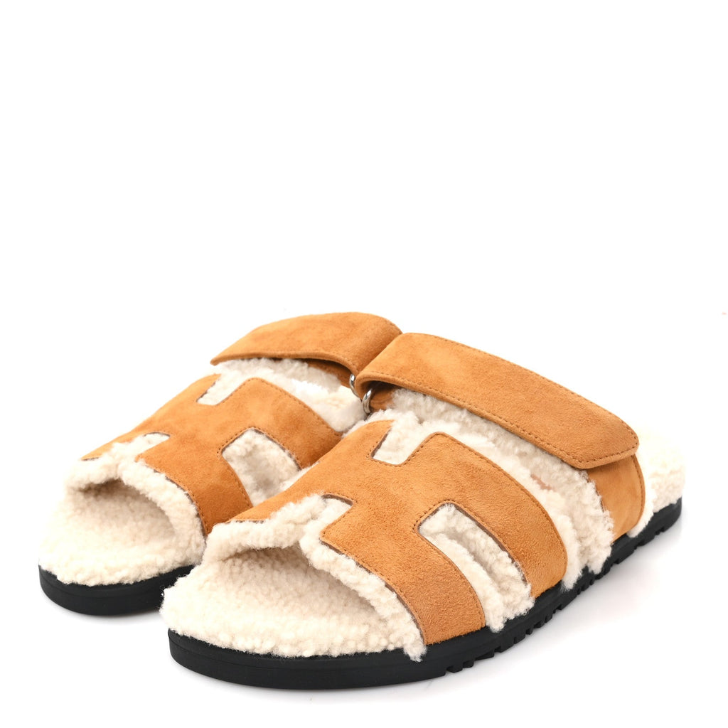 Suede Goatskin Woolskin Womens Chypre Sandals 37 Naturel Ecru