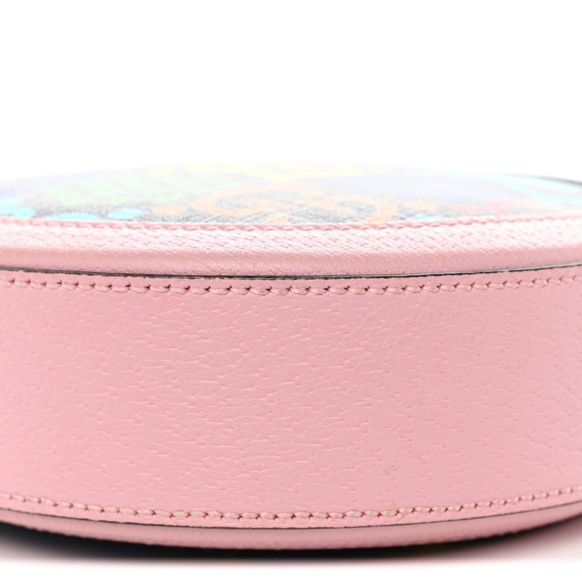 GG Supreme Monogram Psychedelic Round Shoulder Bag Black Multicolor Sugar Pink