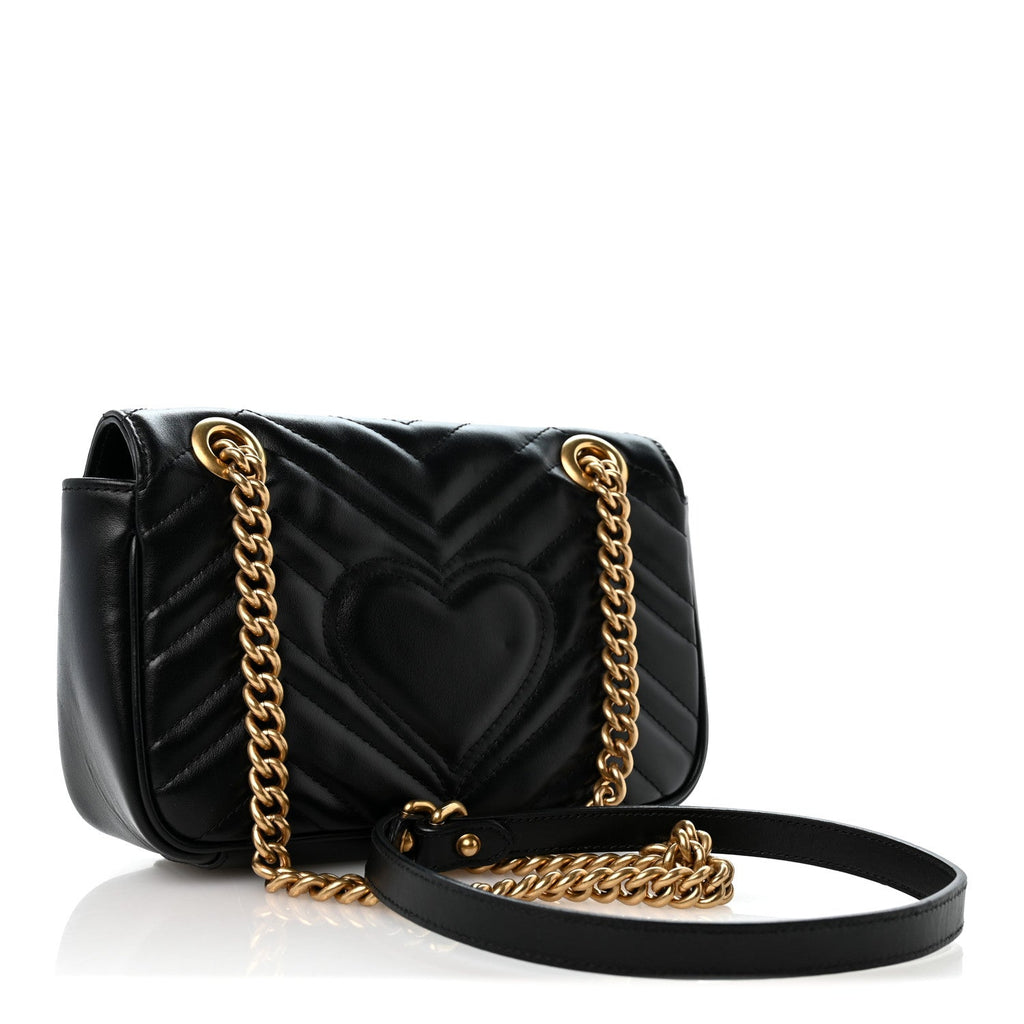 Calfskin Matelasse Mini GG Marmont Shoulder Bag Black