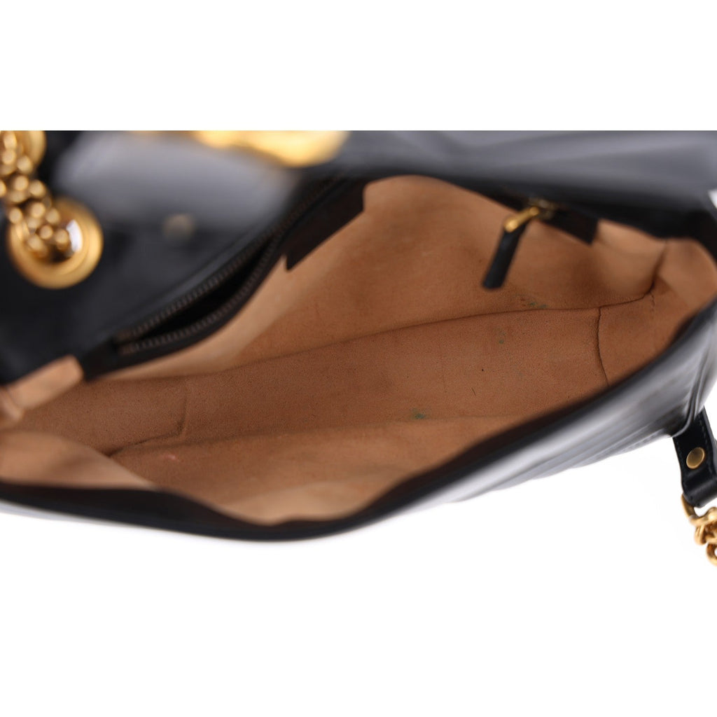 Calfskin Matelasse Small GG Marmont Shoulder Bag Black