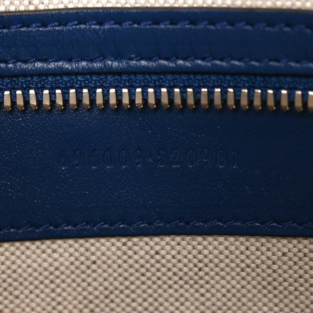 Calfskin GG Tennis Embossed Medium Wristlet Messenger Bag Intense Metal Blue