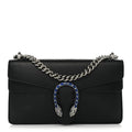 Dollar Calfskin Enamel Small Dionysus Shoulder Bag Black Electric Blue