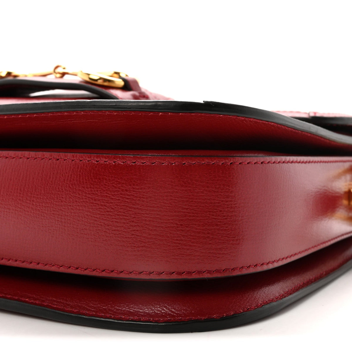 GG Supreme Monogram Azalea Calfskin Horsebit 1955 Shoulder Bag Beige Ebony New Cherry Red