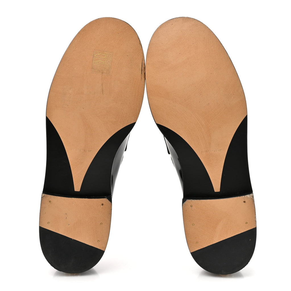 Shiny Calfskin Logo Loafers 39 Black