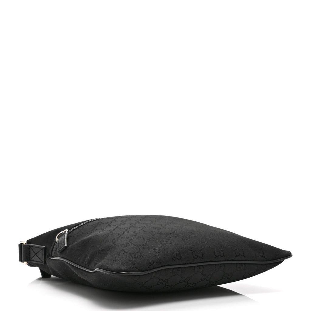 Nylon Monogram Medium Flat Messenger Bag Black