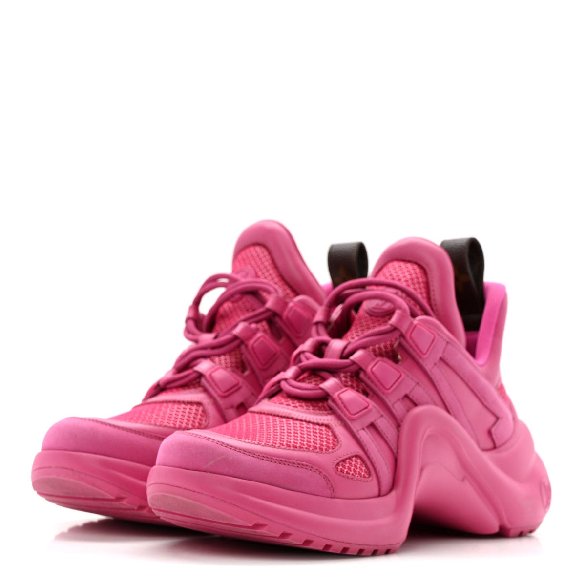 Calfskin Technical Nylon LV Archlight Sneakers 37 Rose Pop