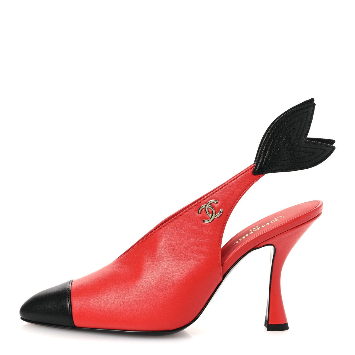 Lambskin Slingback Pumps 38 Red Black
