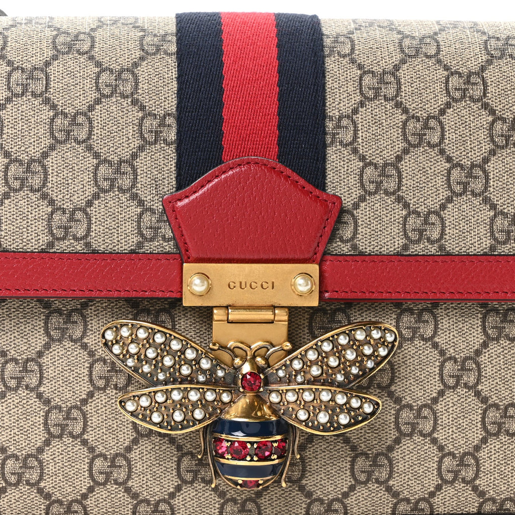GG Supreme Monogram Medium Queen Margaret Shoulder Bag Red