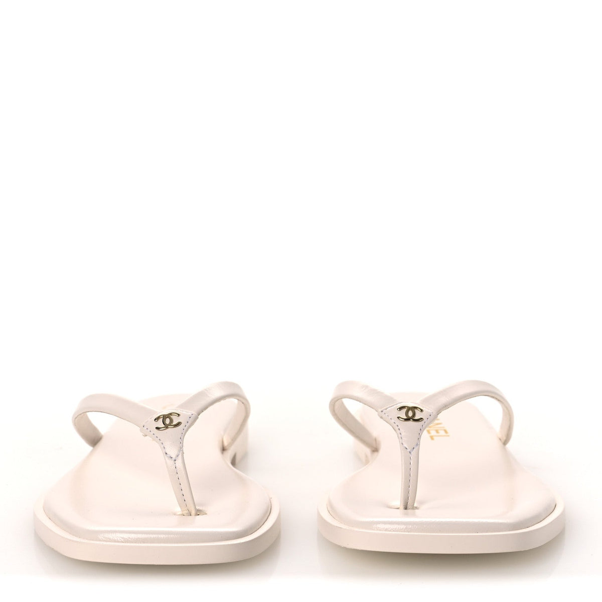 Goatskin CC Times Square Thong Sandals 37 Beige
