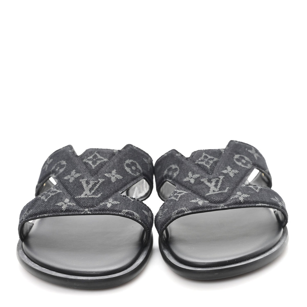 Monogram Denim Mens LV Oasis Mules 8.5 Black