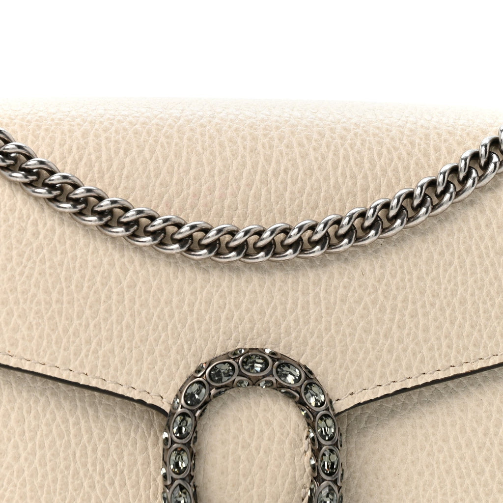 Dollar Calfskin Mini Dionysus Chain Wallet Mystic White