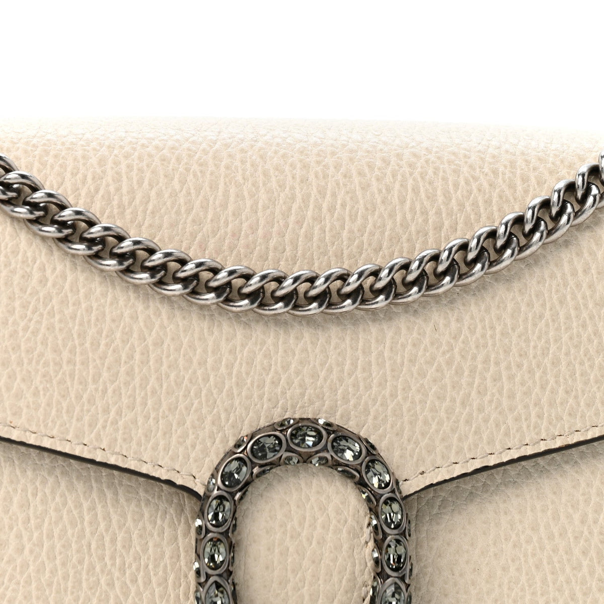 Dollar Calfskin Mini Dionysus Chain Wallet Mystic White