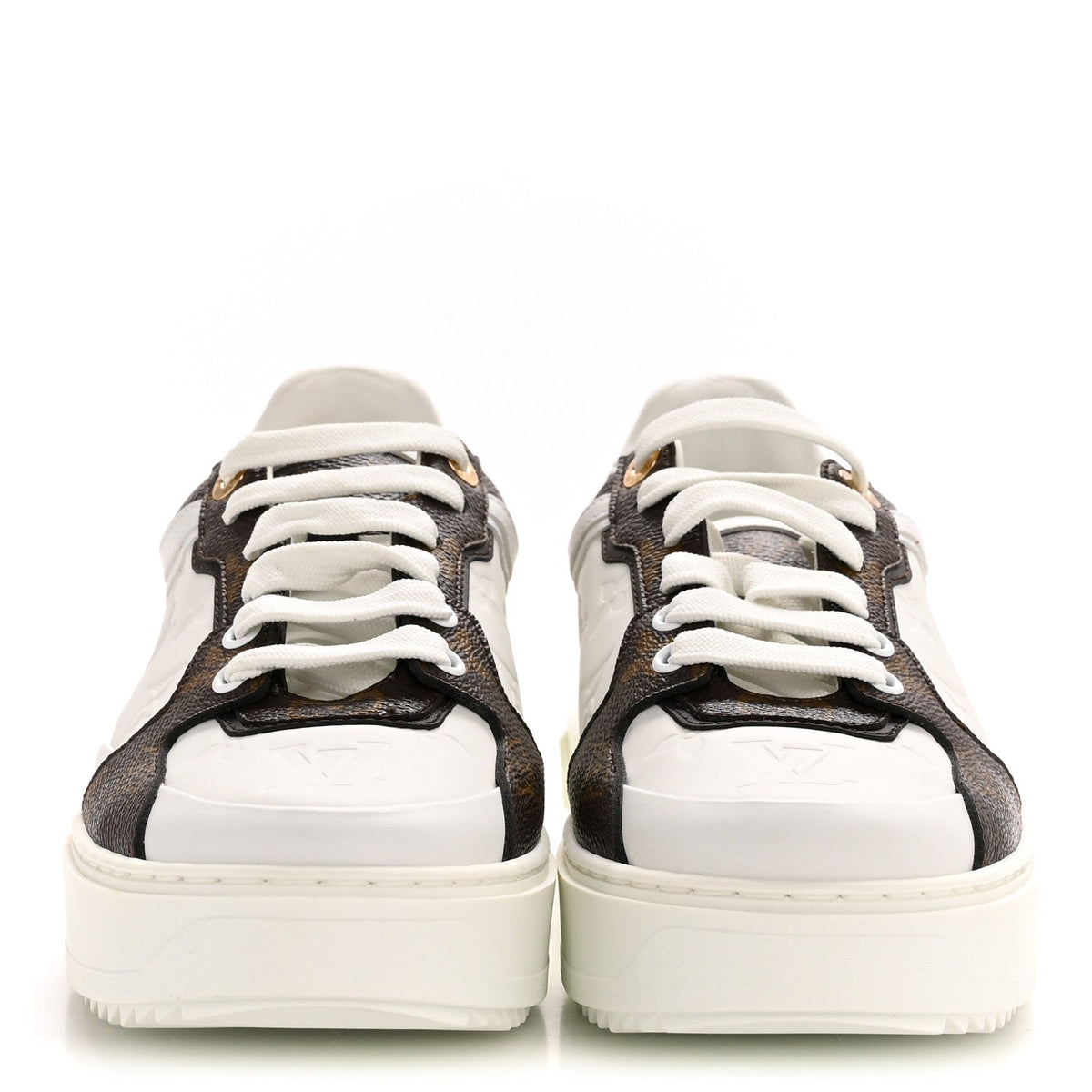 Calfskin Embossed Monogram Time Out Sneakers 39 White