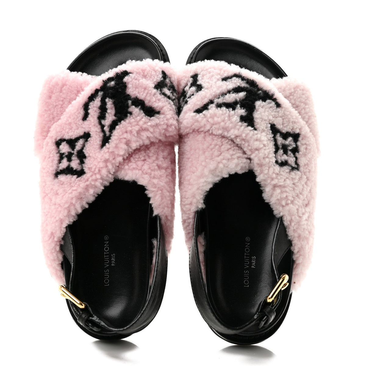 Shearling Calfskin Paseo Flat Comfort Sandal 38 Pink