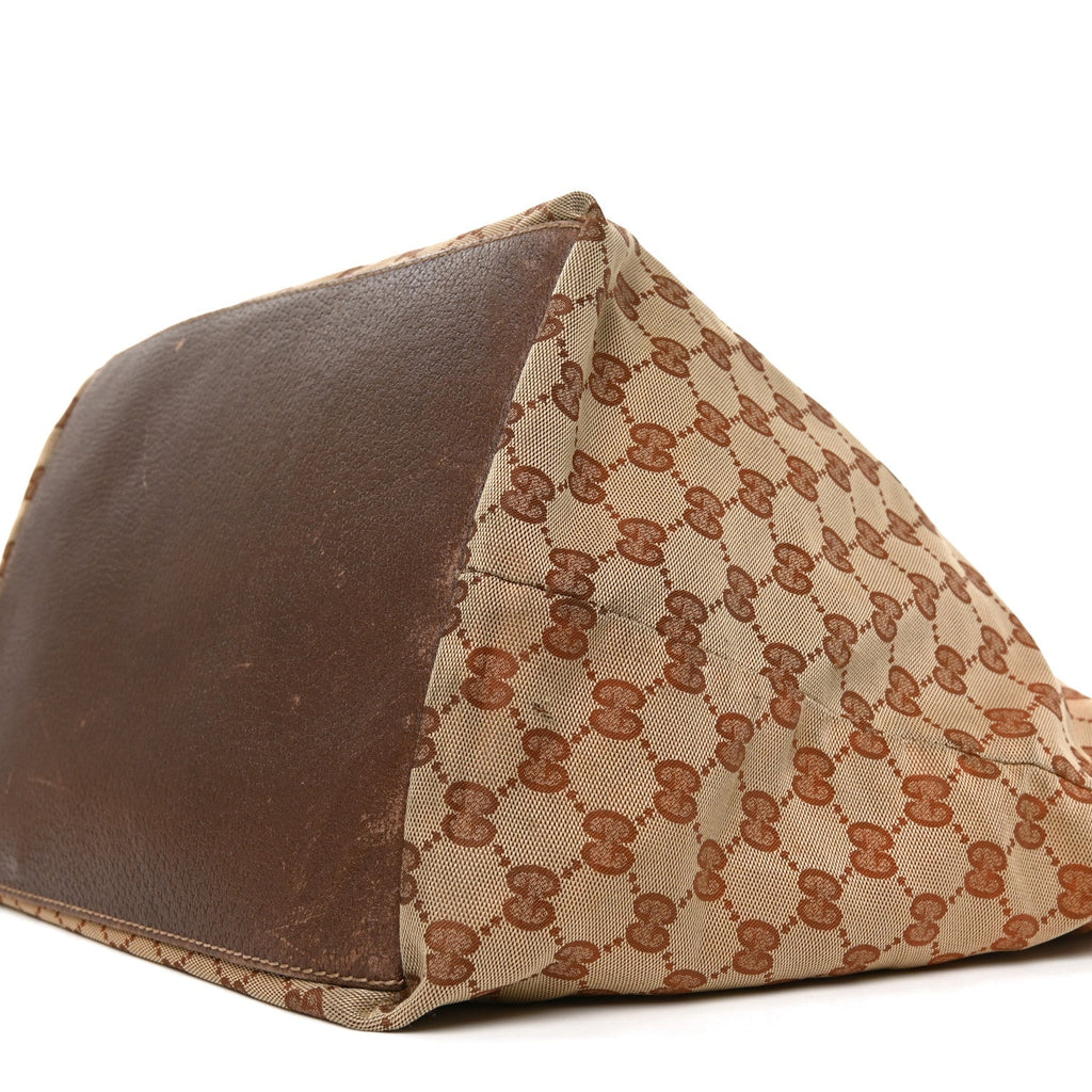 Monogram Large Web Handle Bucket Tote Dark Brown