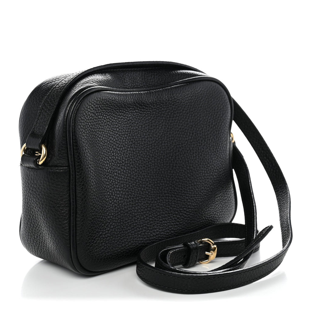 Pebbled Calfskin Small Soho Disco Bag Black