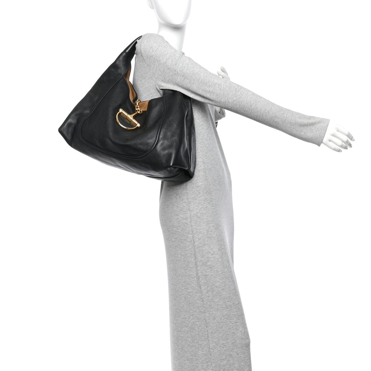 Grained Calfskin Softbit Maxi Shoulder Bag Black