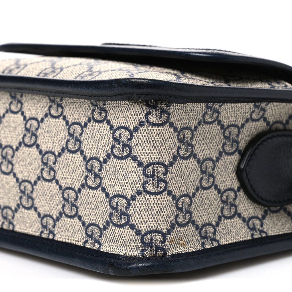 GG Supreme Monogram Azalea Calfskin Retro Interlocking G Wristlet Messenger Bag Beige Blue