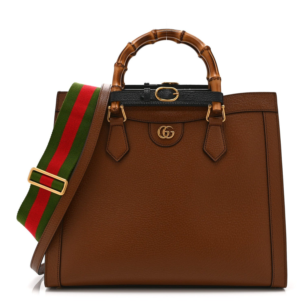 Textured Dollar Calfskin Medium Diana Tote Bag Cuir Black