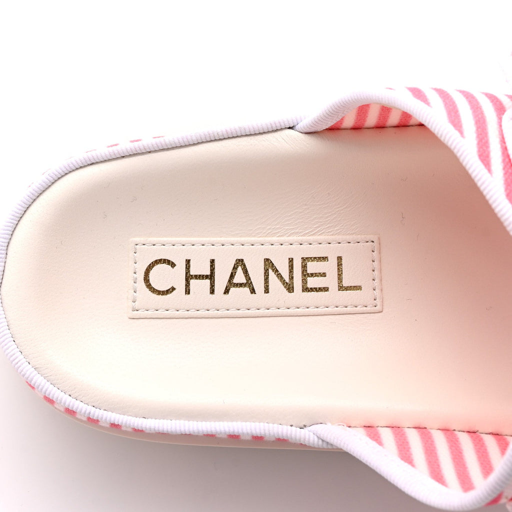 Printed Cotton Velcro Dad Flat Mules 41 White Pink