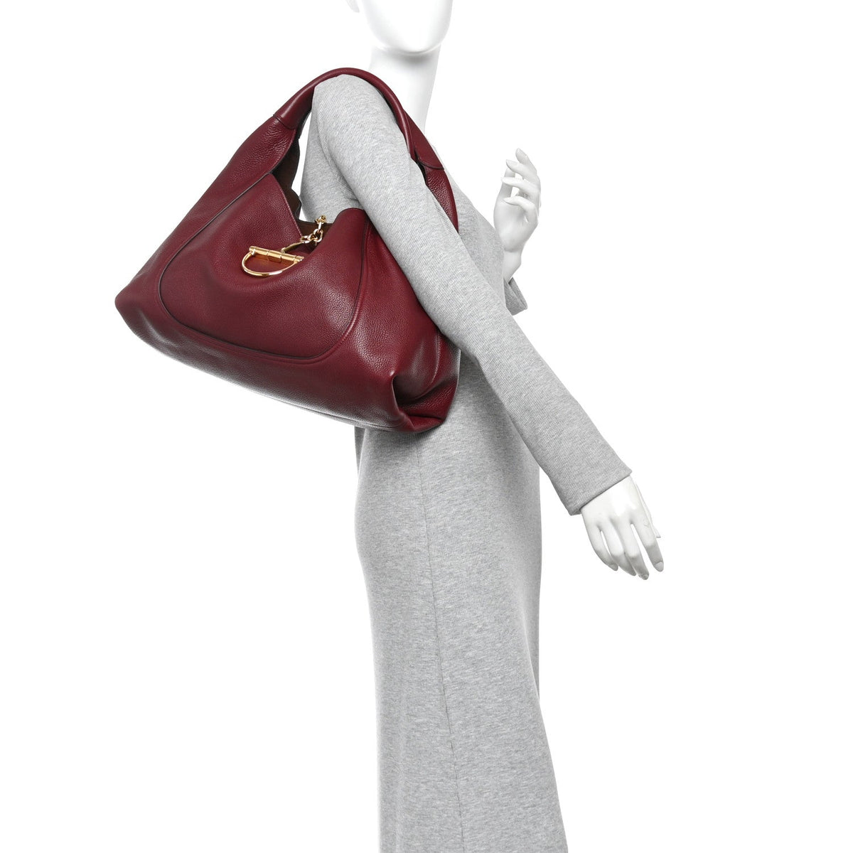 Grained Calfskin Softbit Maxi Shoulder Bag Rosso Ancora
