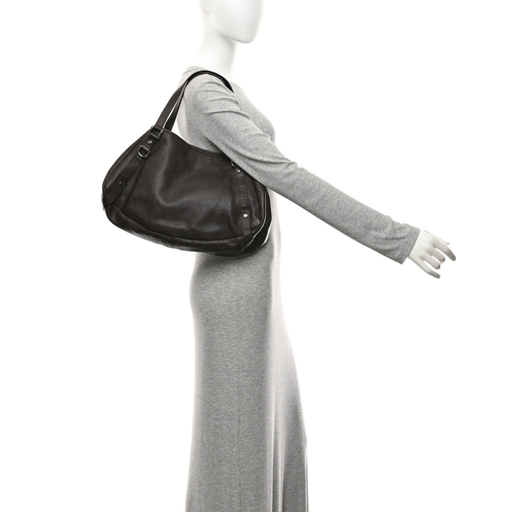 Calfskin Medium Abbey Shoulder Bag Dark Brown