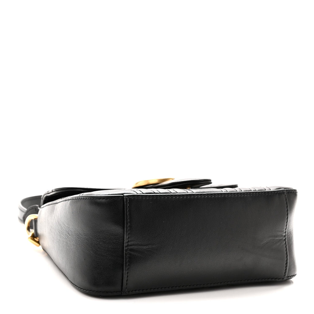 Calfskin Matelasse Mini GG Marmont Top Handle Shoulder Bag Black