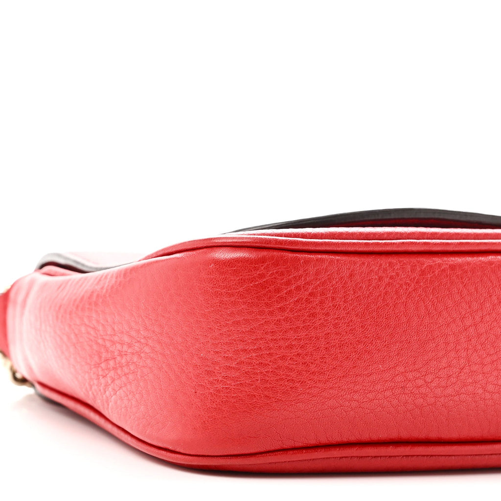 Pebbled Calfskin Small Soho Flap Crossbody Red