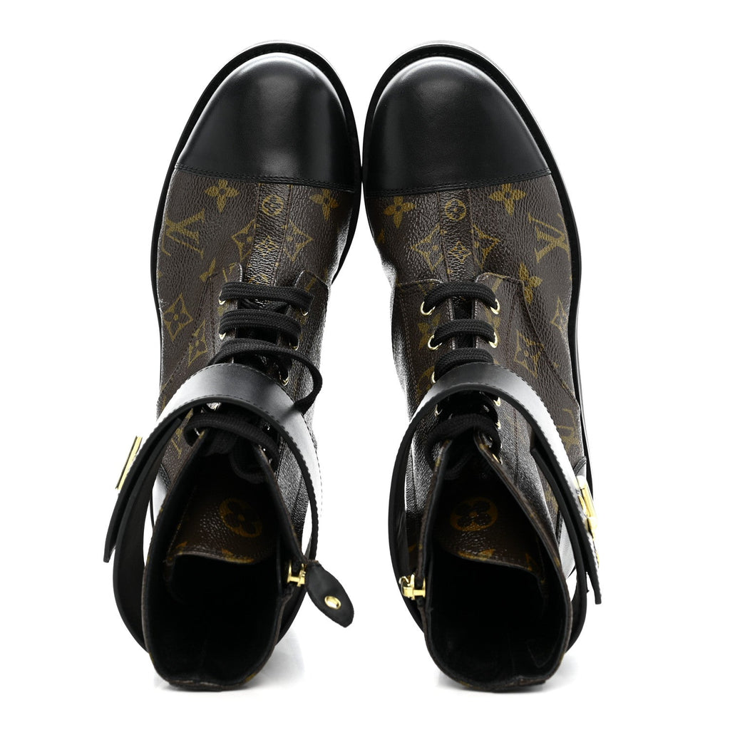 Calfskin Monogram Wonderland Flat Ranger Boots 39 Black