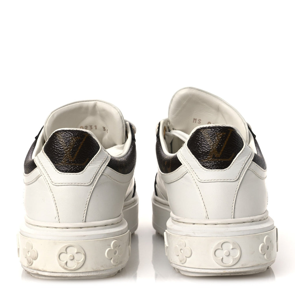 Calfskin Embossed Monogram Time Out Sneakers 36 White
