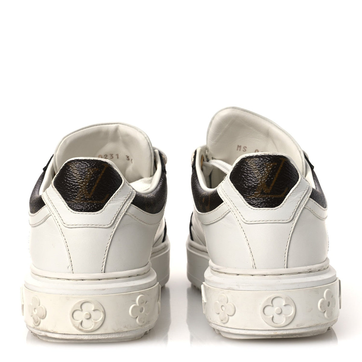 Calfskin Embossed Monogram Time Out Sneakers 36 White