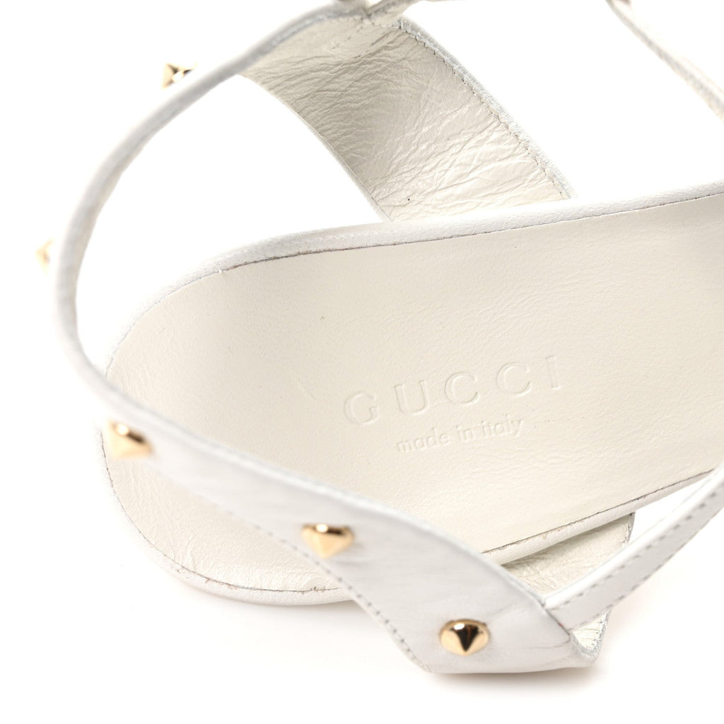 Calfskin Studded Sandals 37 White
