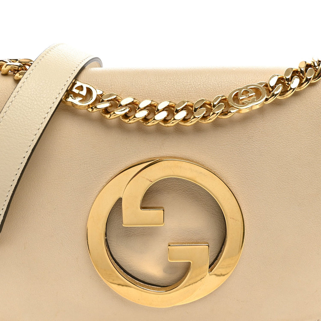 Roxy Calfskin Blondie Chain Shoulder Flap Bag Mystic White