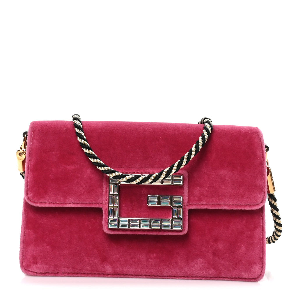 Velvet Crystal Square G Shoulder Bag Light Raspberry Rose