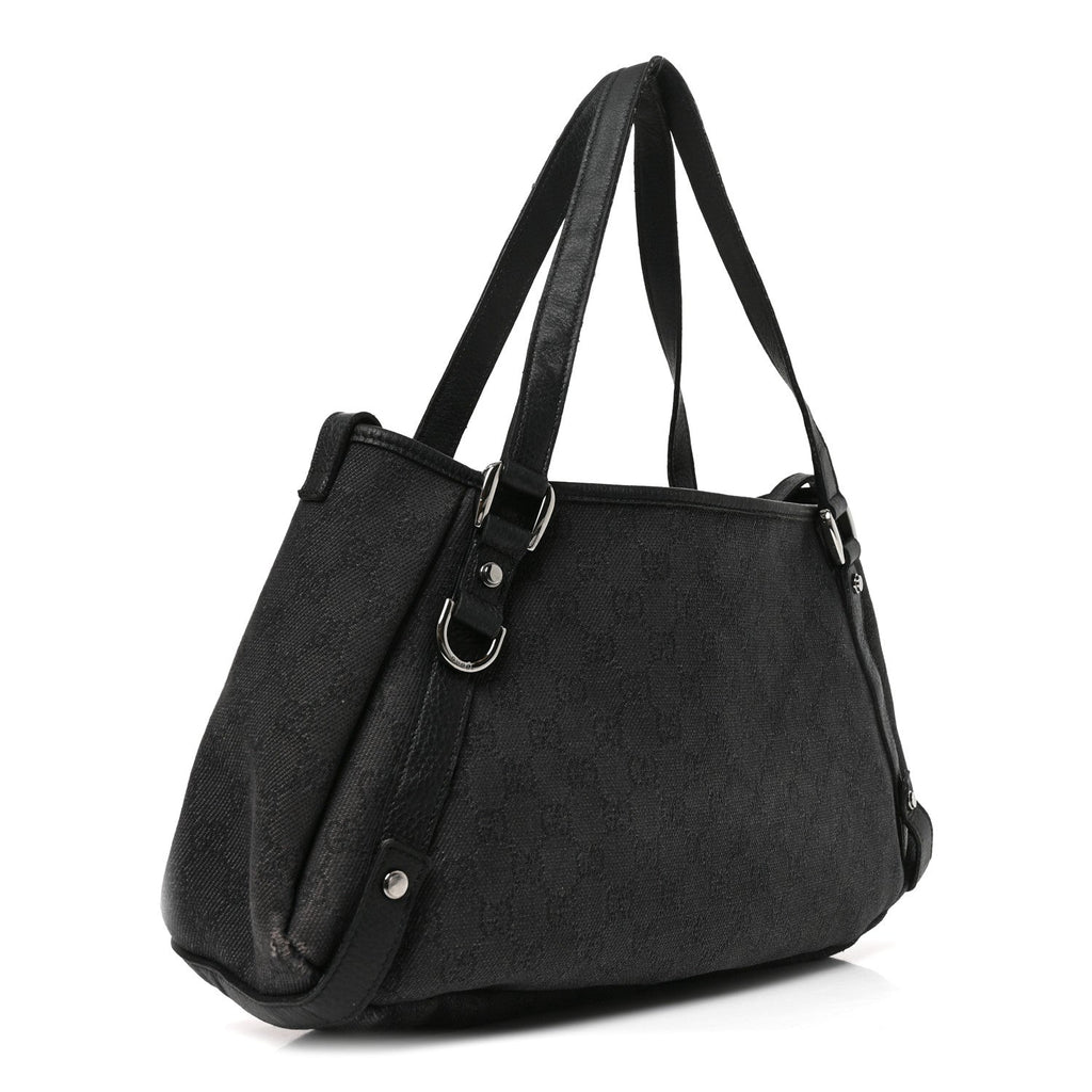 Monogram Denim Medium Abbey Shoulder Bag Black