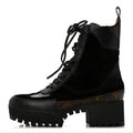 Suede Calfskin Monogram Laureate Platform Desert Boots 36.5 Black